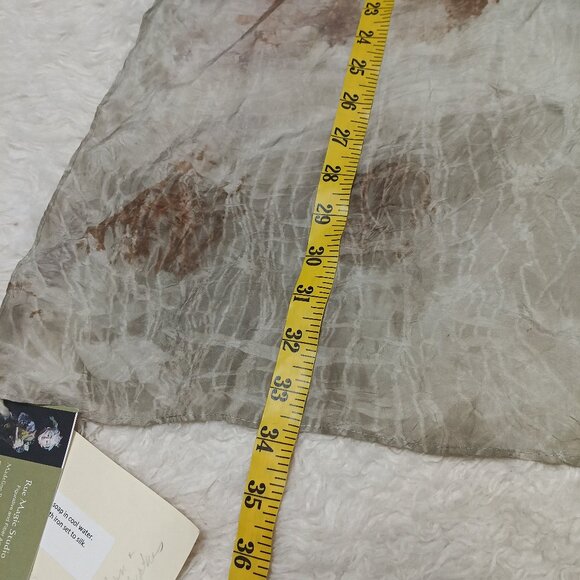 Gaia Print Fine Dusty Natural Earthy Brown Gray Silk Oblong Rectangle Scarf - Picture 2 of 6